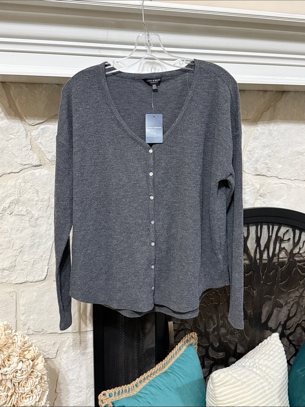 Lucky Brand Charcoal Gray Button-Front Women's Cardigan